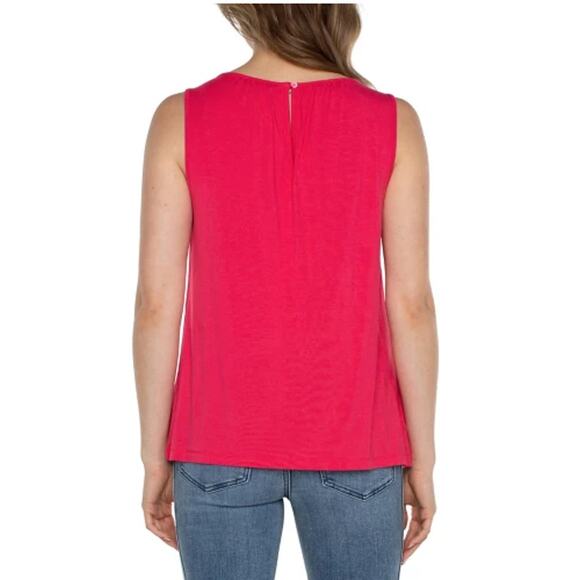 LIVERPOOL TOP WOMENS SMALL A-LINE SLEEVELESS KNIT PINK PUNCH NEW - Picture 2 of 12